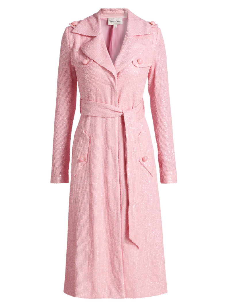 Women's Alpine Sequined Trench Coat - Regular Pink Sequin 1