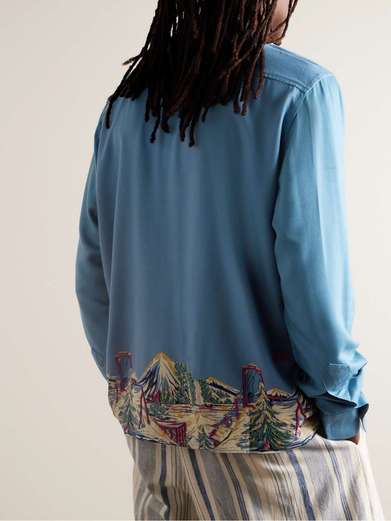 Ski Lift Camp-Collar Bead-Embellished Printed Woven Shirt 3