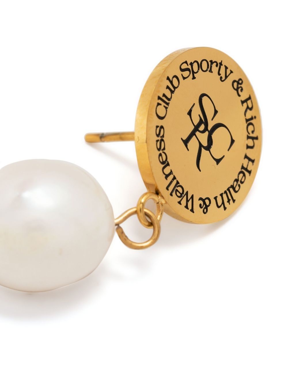 logo-button pearl-drop earrings - 3