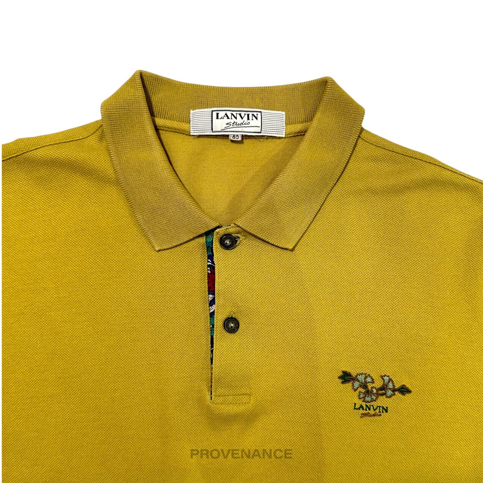 Lanvin Studio Polo Shirt Logo Floral - Golden Olive - 3