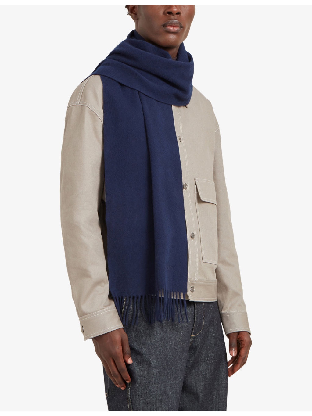 Solid logo-embroidered merino-wool scarf - 3