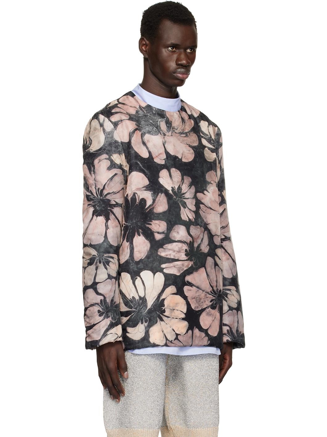 Pink & Navy Silk Long Sleeve Top - 2