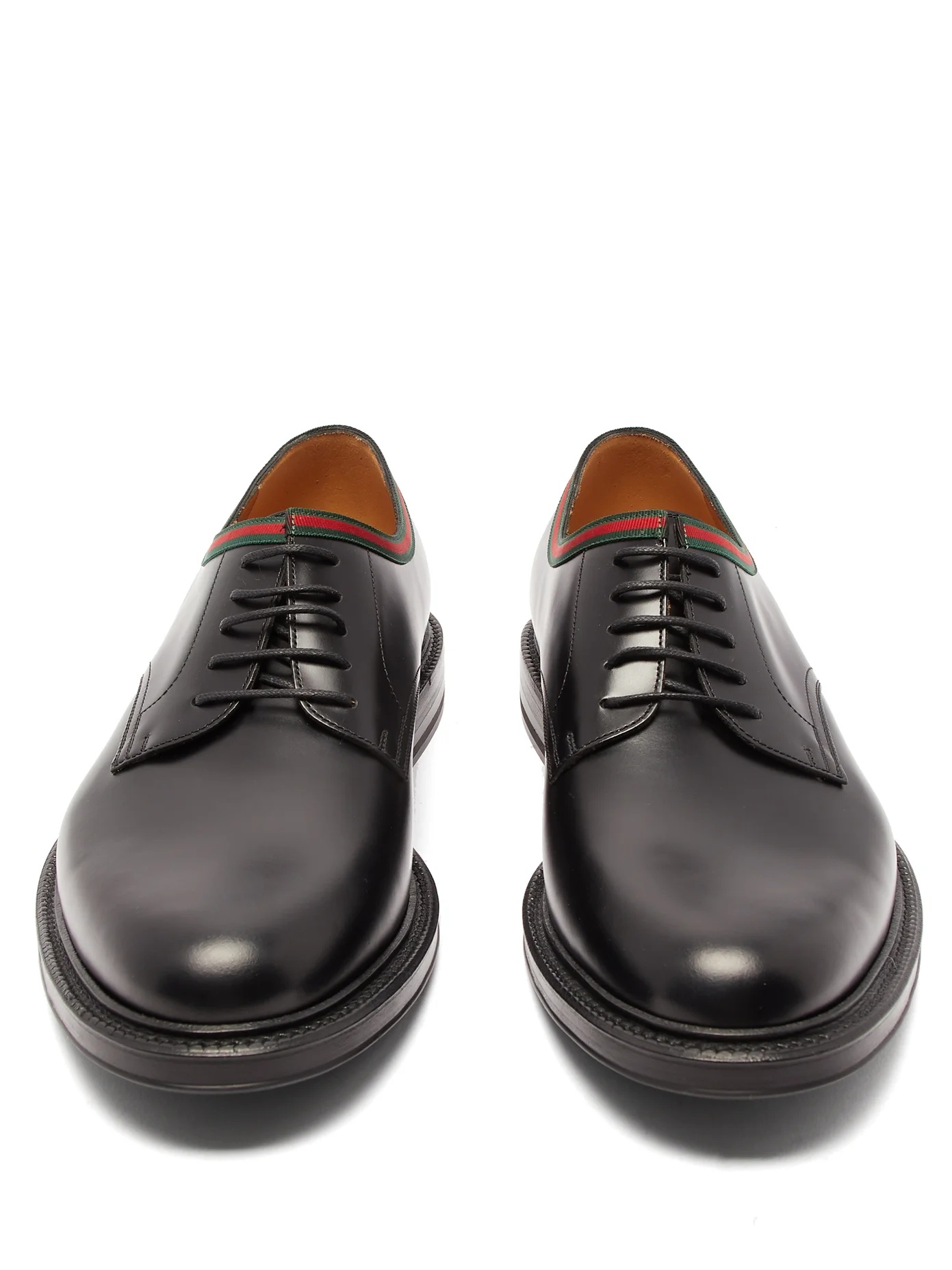 Beyond Web-stripe leather derby shoes - 5