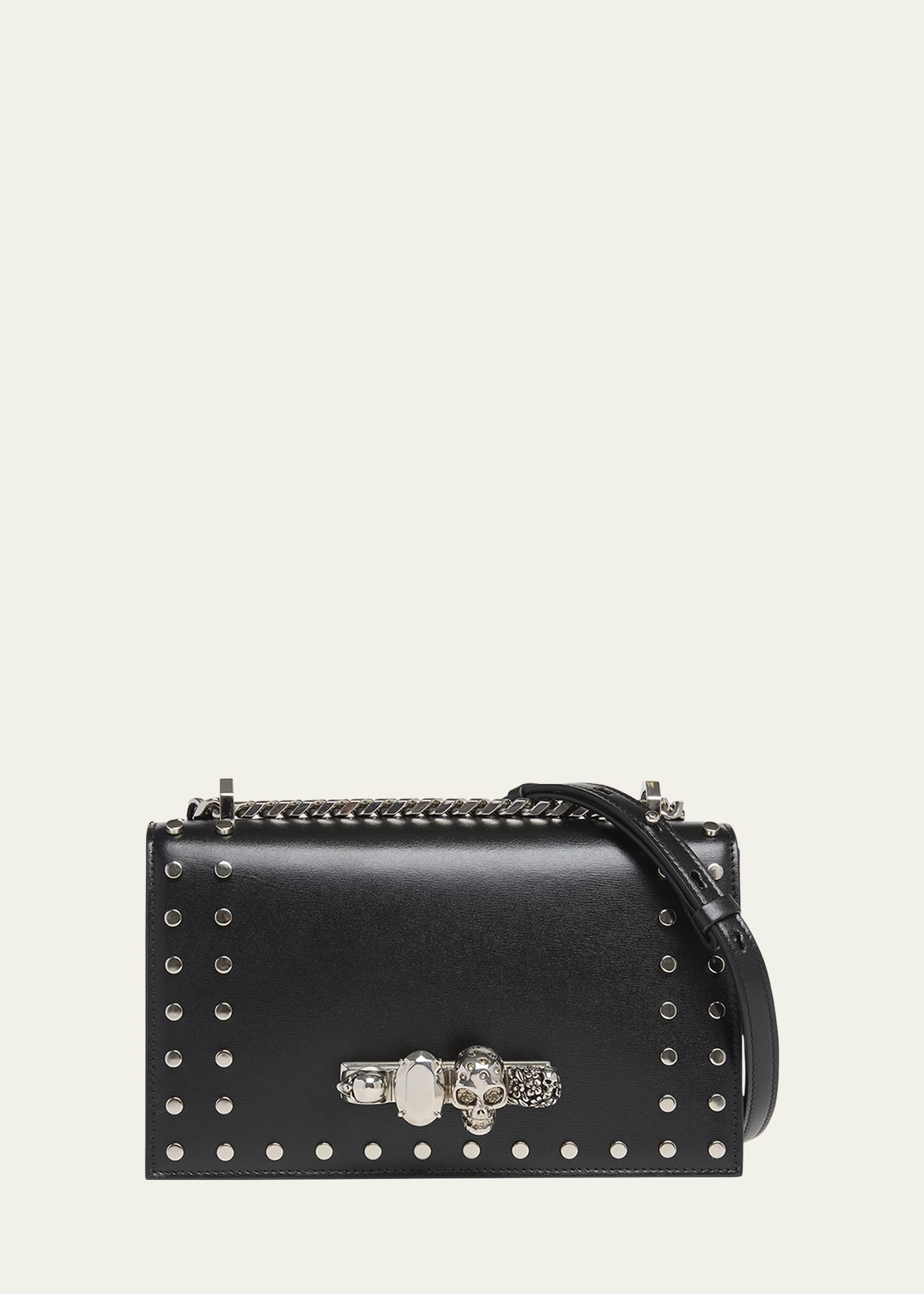 Jeweled Calfskin Leather Satchel Bag - 1