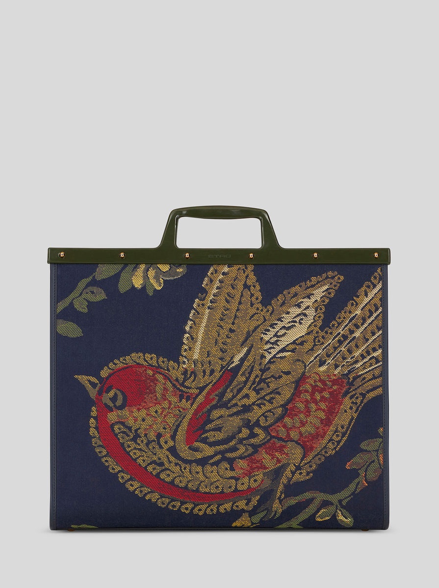 LARGE JACQUARD LOVE TROTTER BAG WITH BIRDS ALL OVER - 3