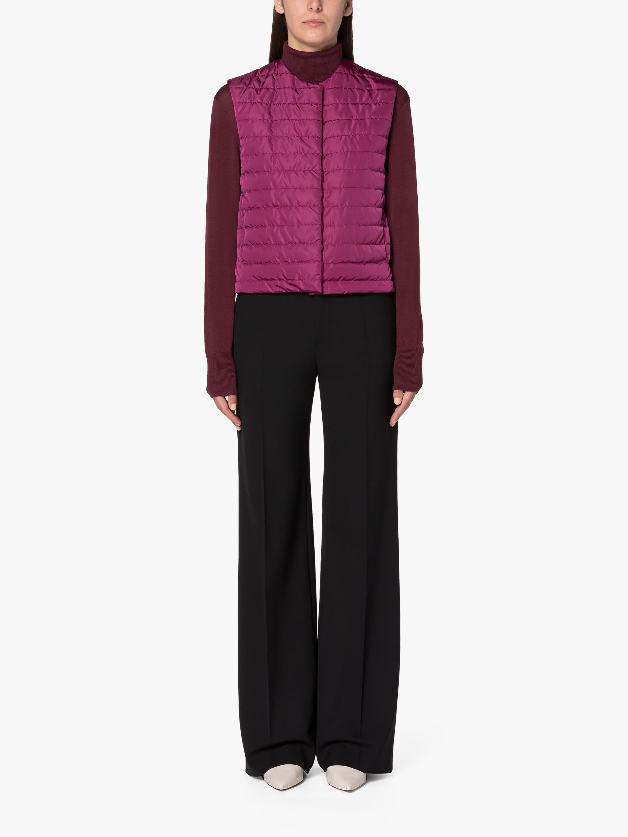 ISABEL BURGUNDY NYLON LINER VEST - 3