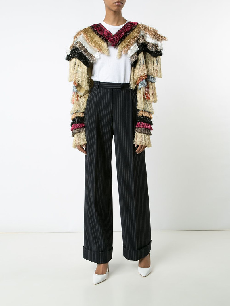 Vivienne Westwood metallic fringed cropped jacket outlook