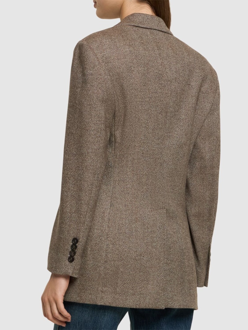 Brushed wool blend herringbone blazer - 3