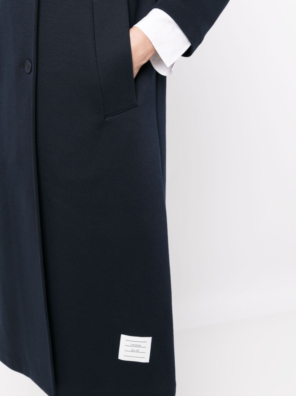 logo-patch single-breasted coat - 5