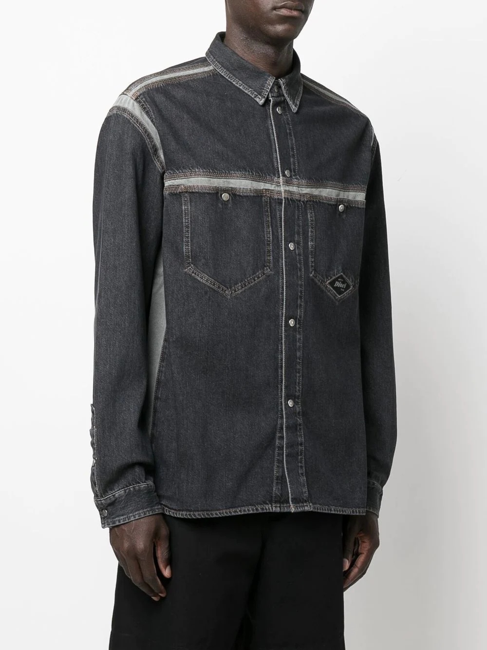 logo-patch denim shirt - 3