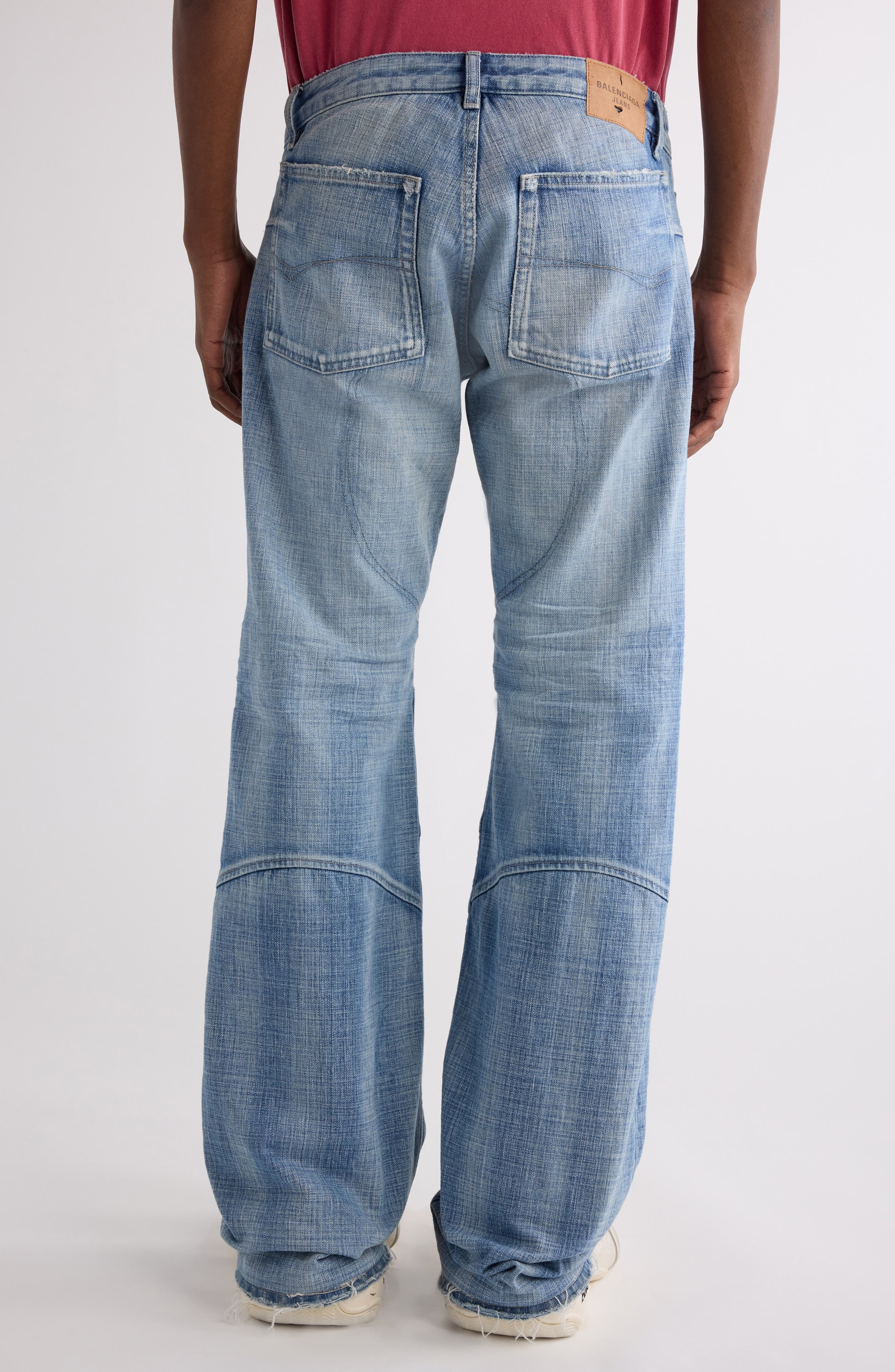 Balenciaga Fitted Low Rise Bootcut Jeans in 4200 Blue at Nordstrom - 3