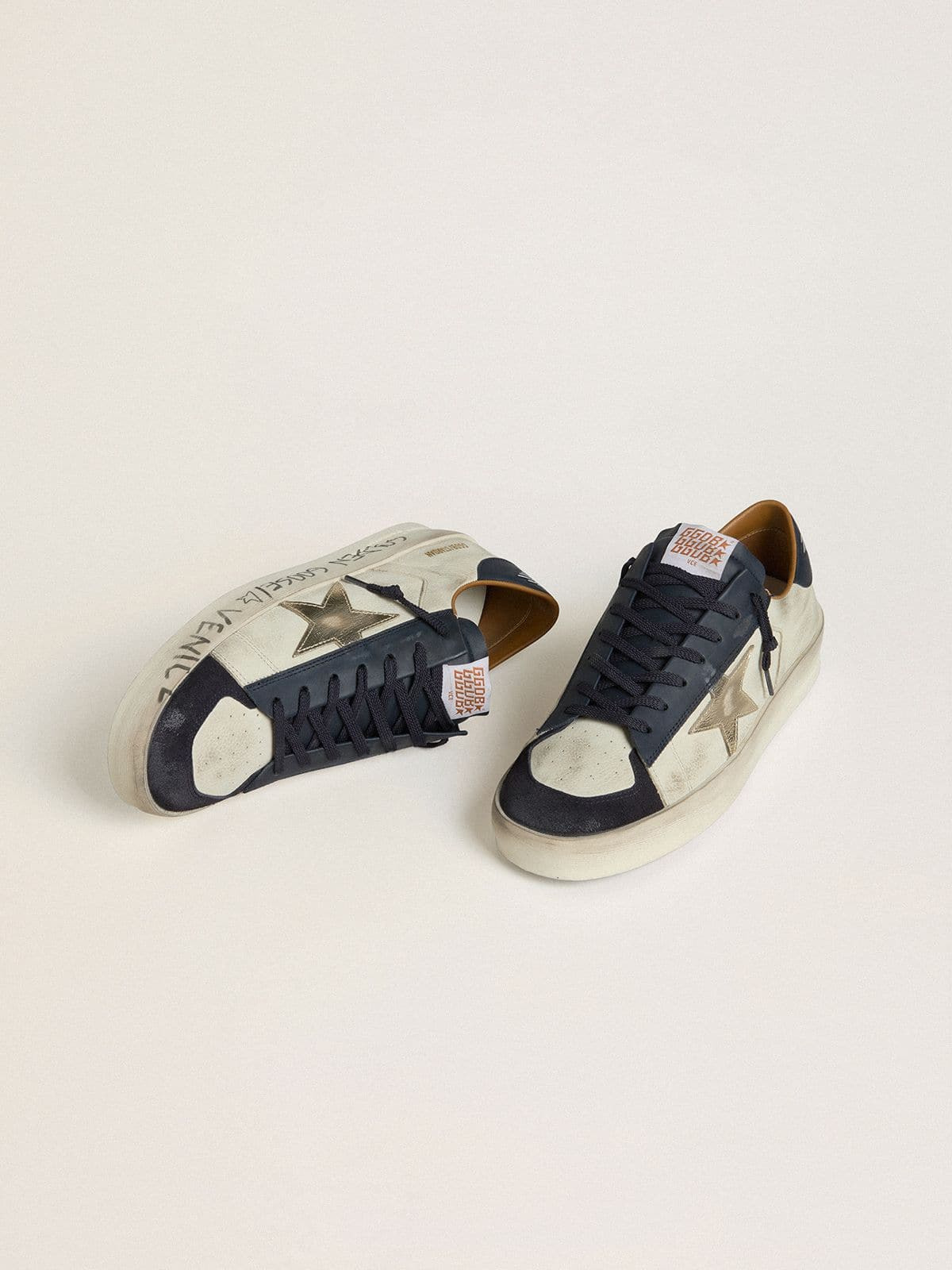 Men's Stardan in nubuck with metallic leather star and blue nappa heel tab - 2