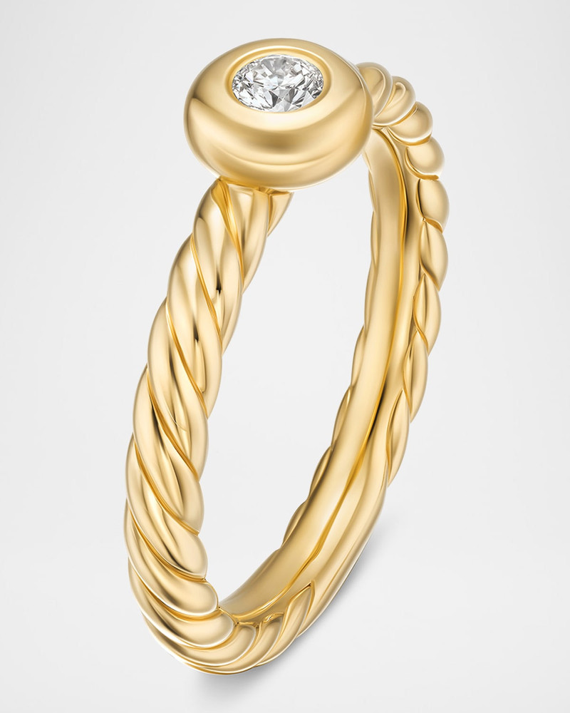 DAVID YURMAN Modern Cable Stone Ring in 18K Gold with Diamonds, 2.8mm outlook