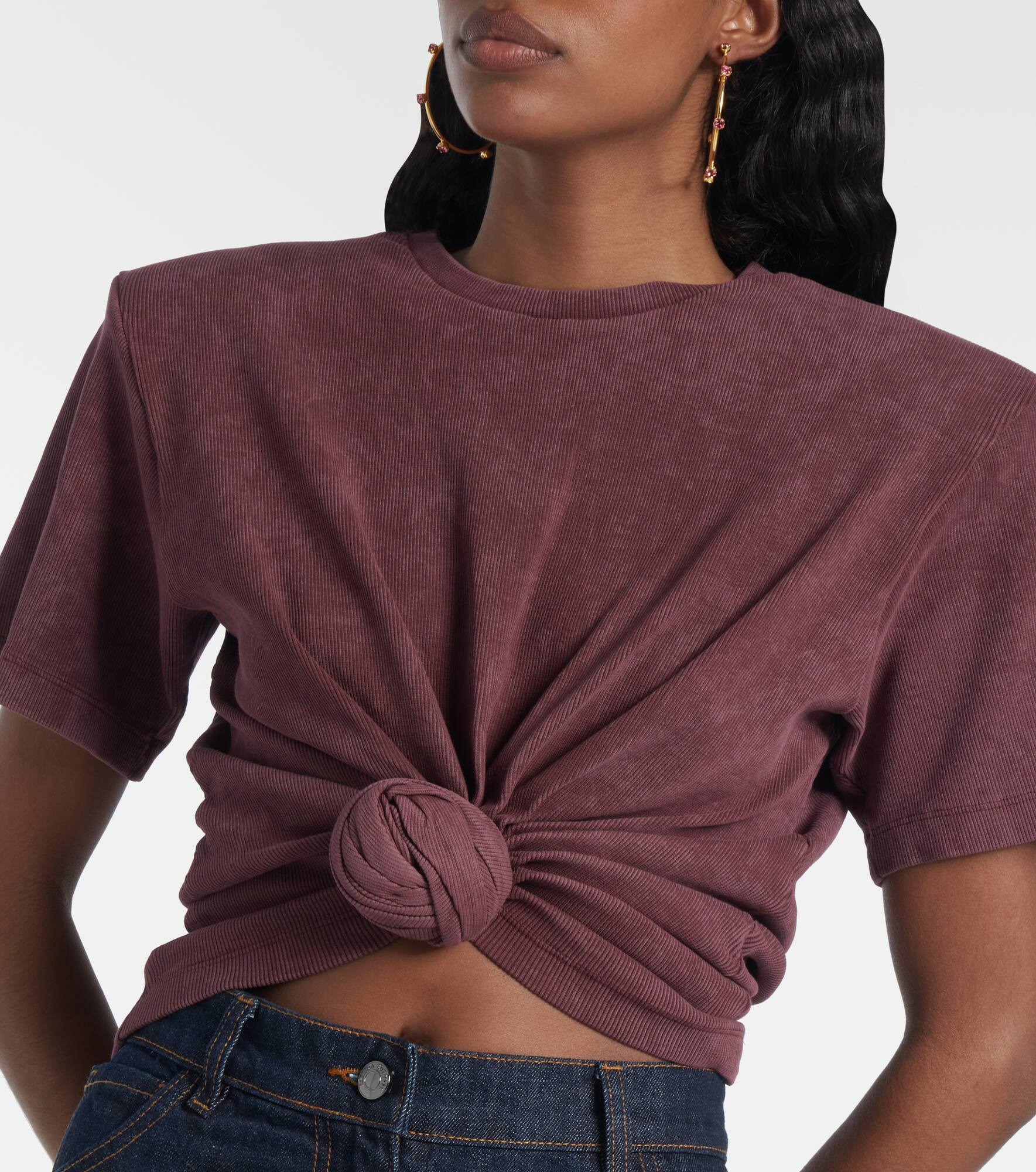 Cropped cotton-blend T-shirt - 6