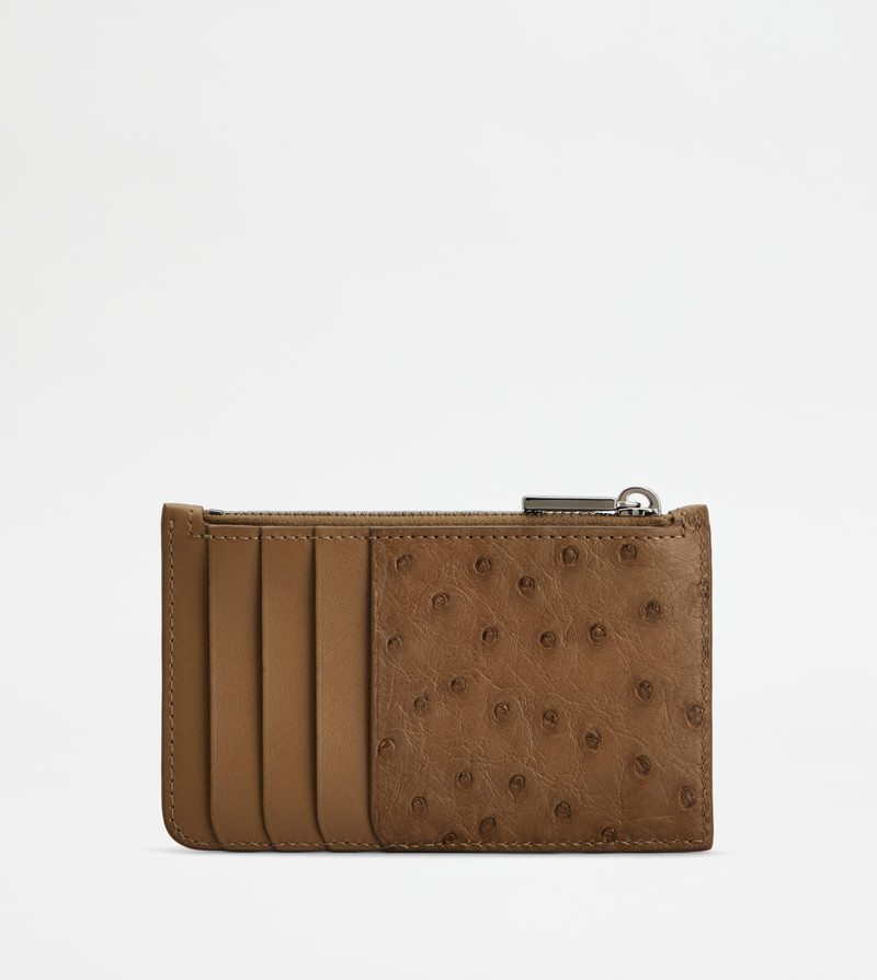 Tod's CREDIT CARD HOLDER IN OSTRICH - BROWN outlook