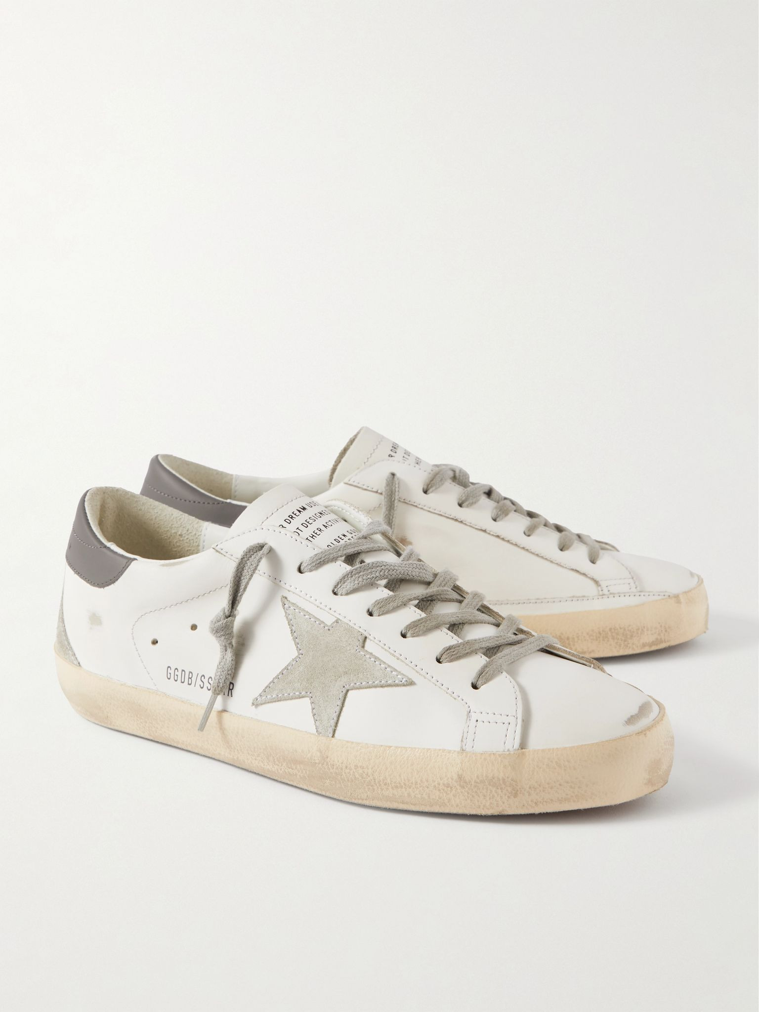 Super-Star Distressed Suede-Trimmed Leather Sneakers White - 4