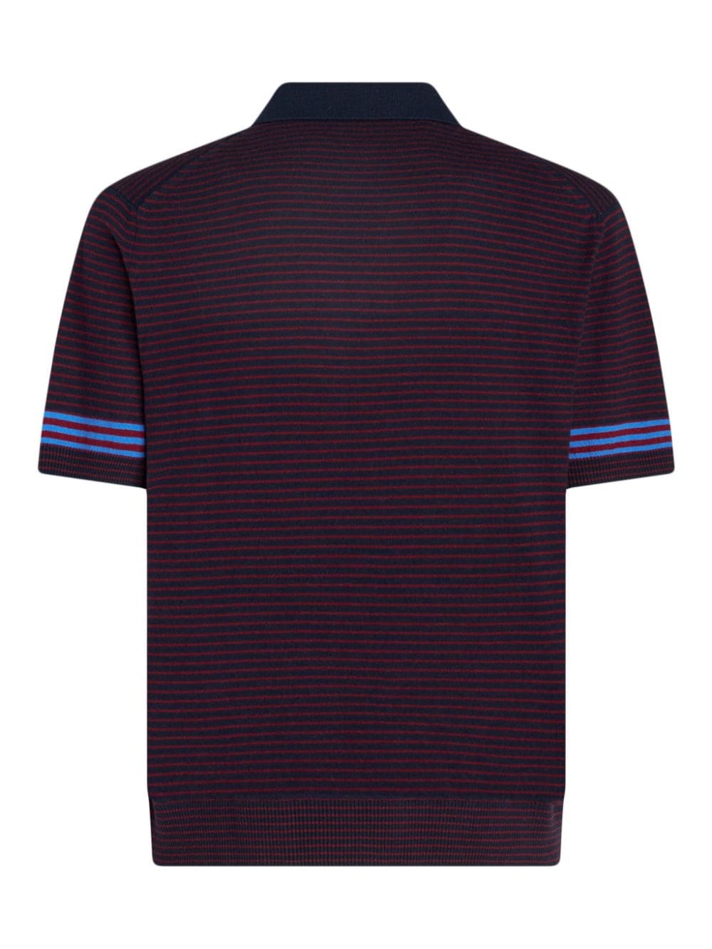 striped fine-knit polo shirt - 6