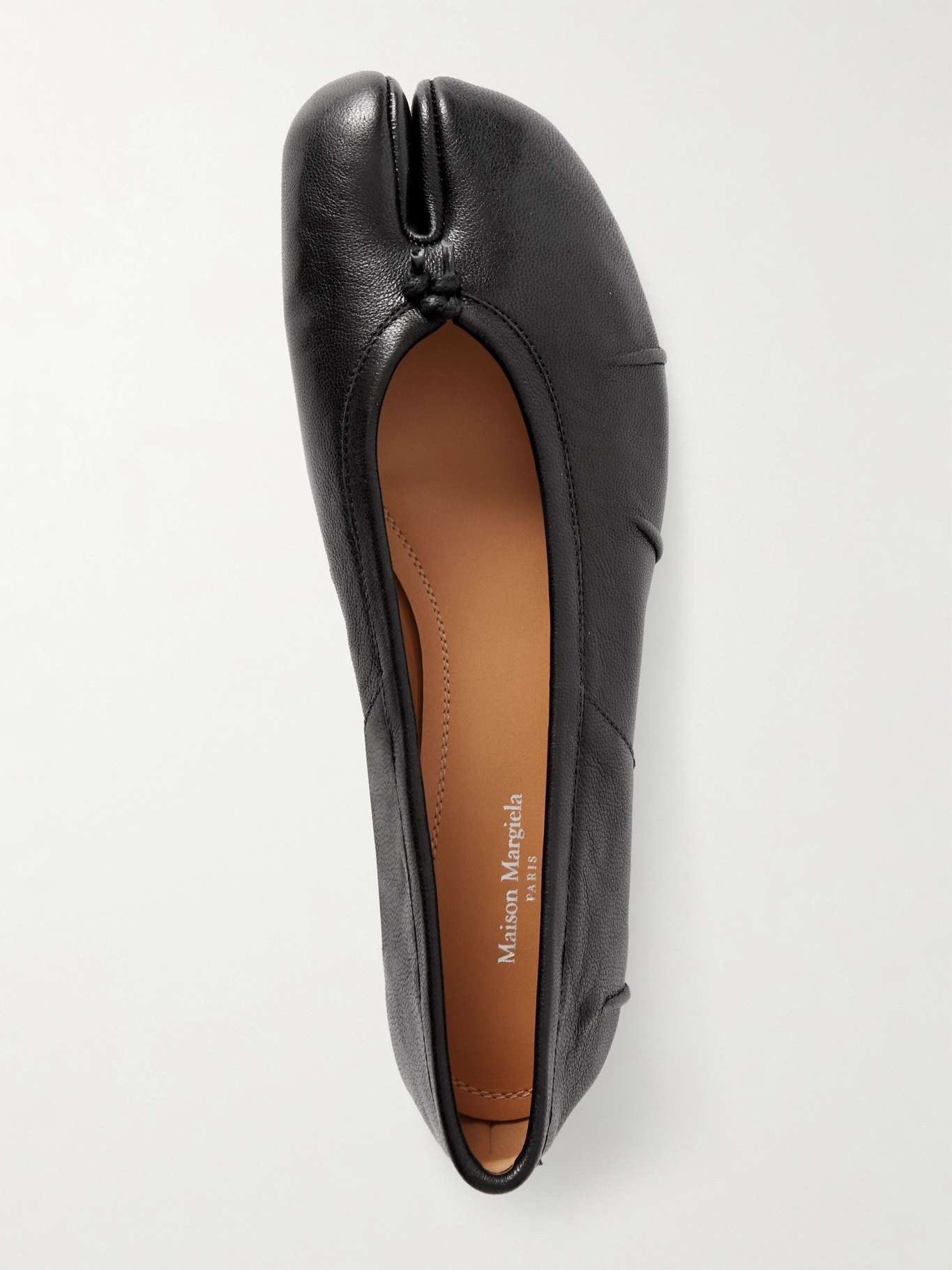 Tabi split-toe textured leather ballet flats - 5