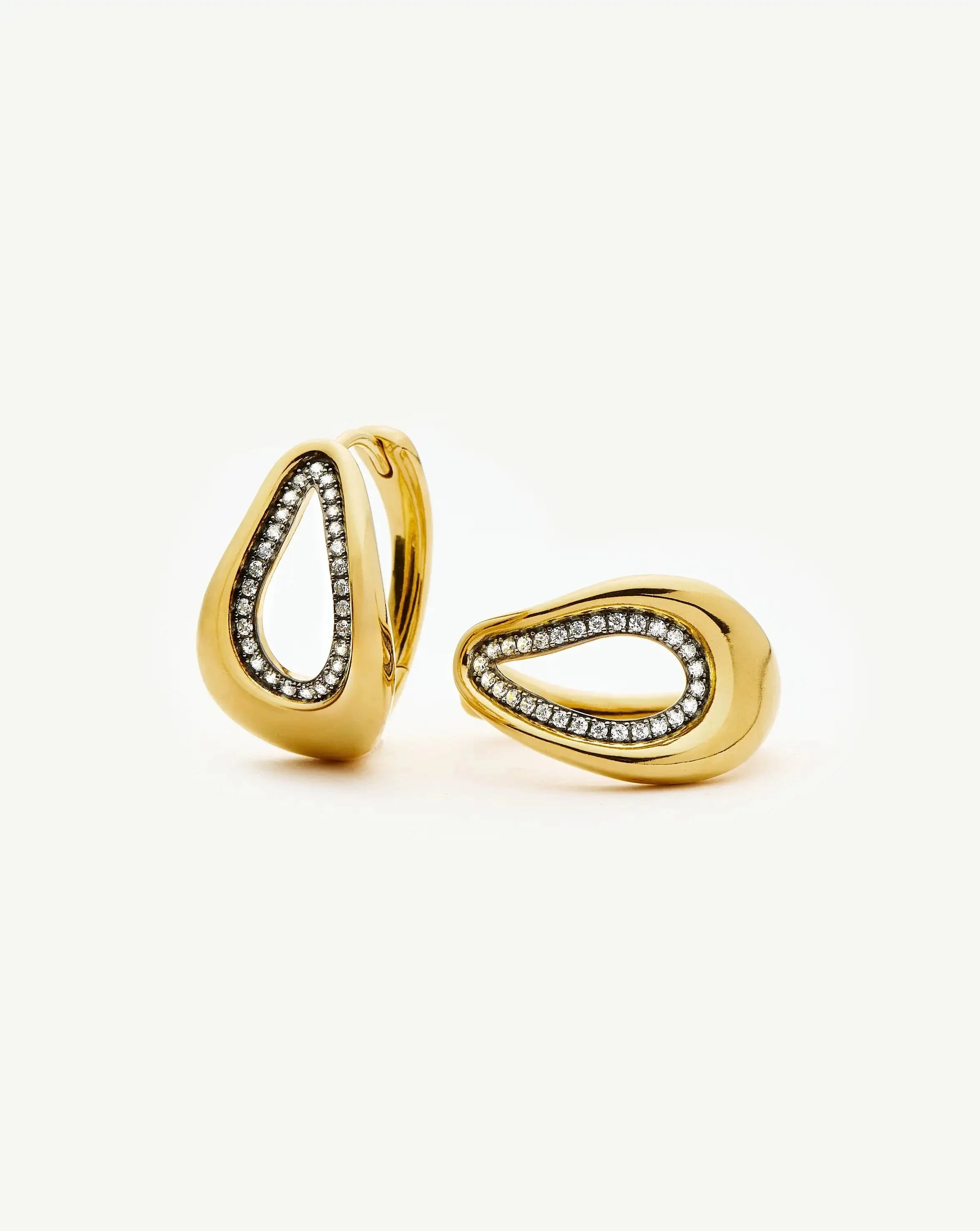 Molten Teardrop Pavé Hoop Earrings - 1