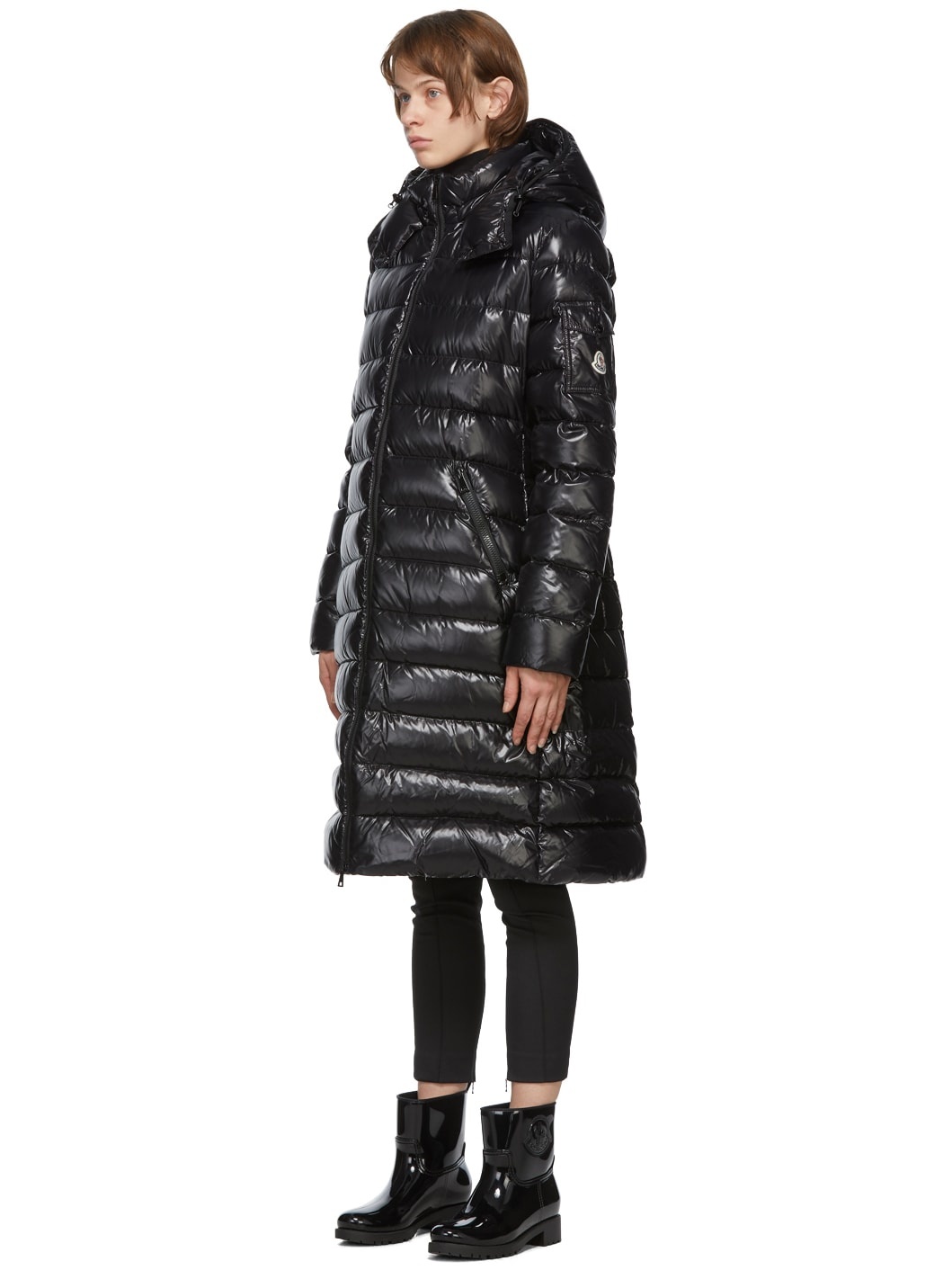 Black Down Moka Coat - 4