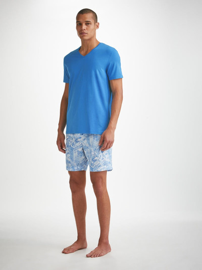 Derek Rose Men's V-Neck T-Shirt Basel Micro Modal Stretch Azure Blue outlook