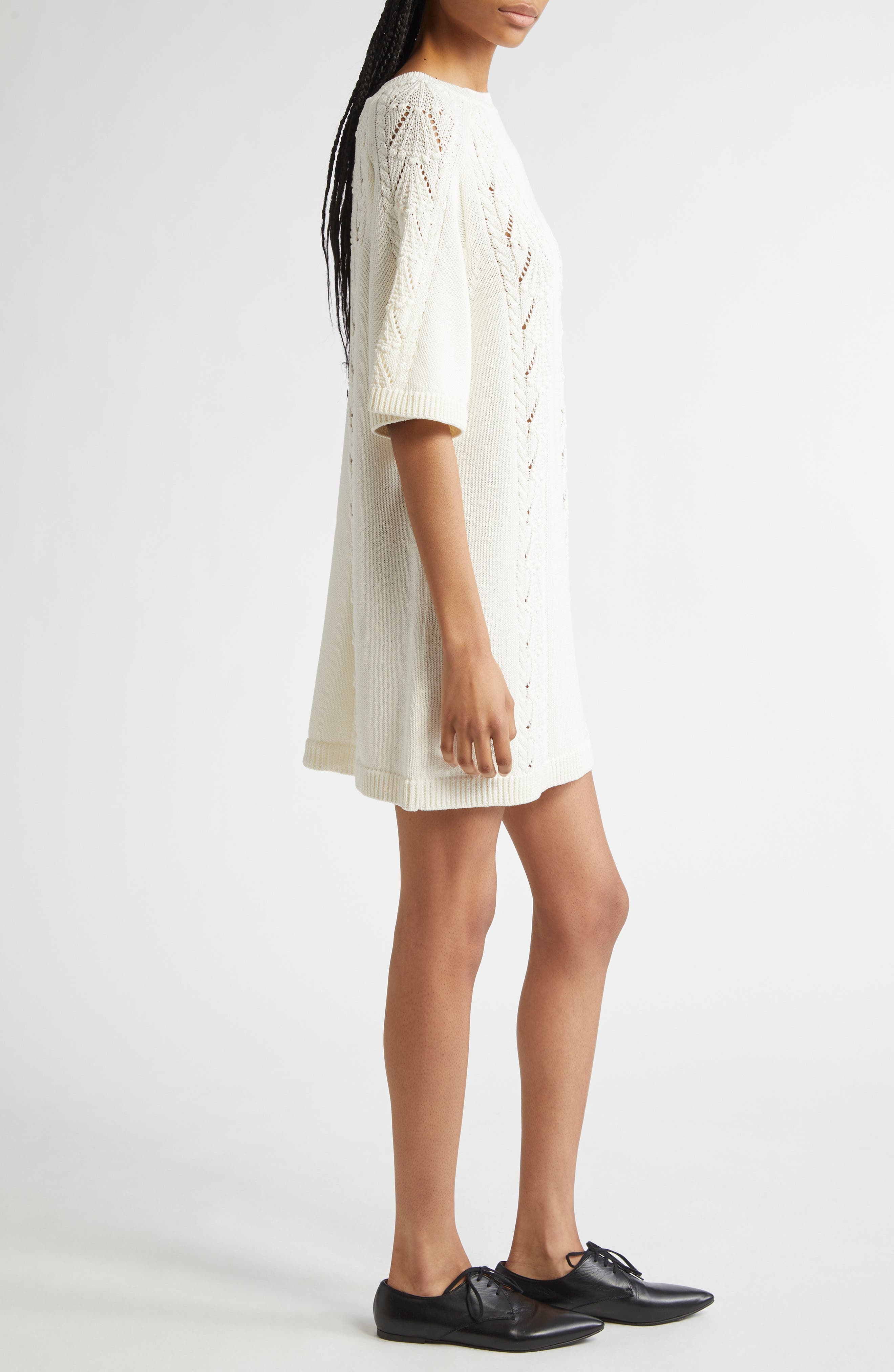 LOULOU DE SAISON Arman Oversize Cotton Mini Sweater Dress in Ivory at Nordstrom - 3
