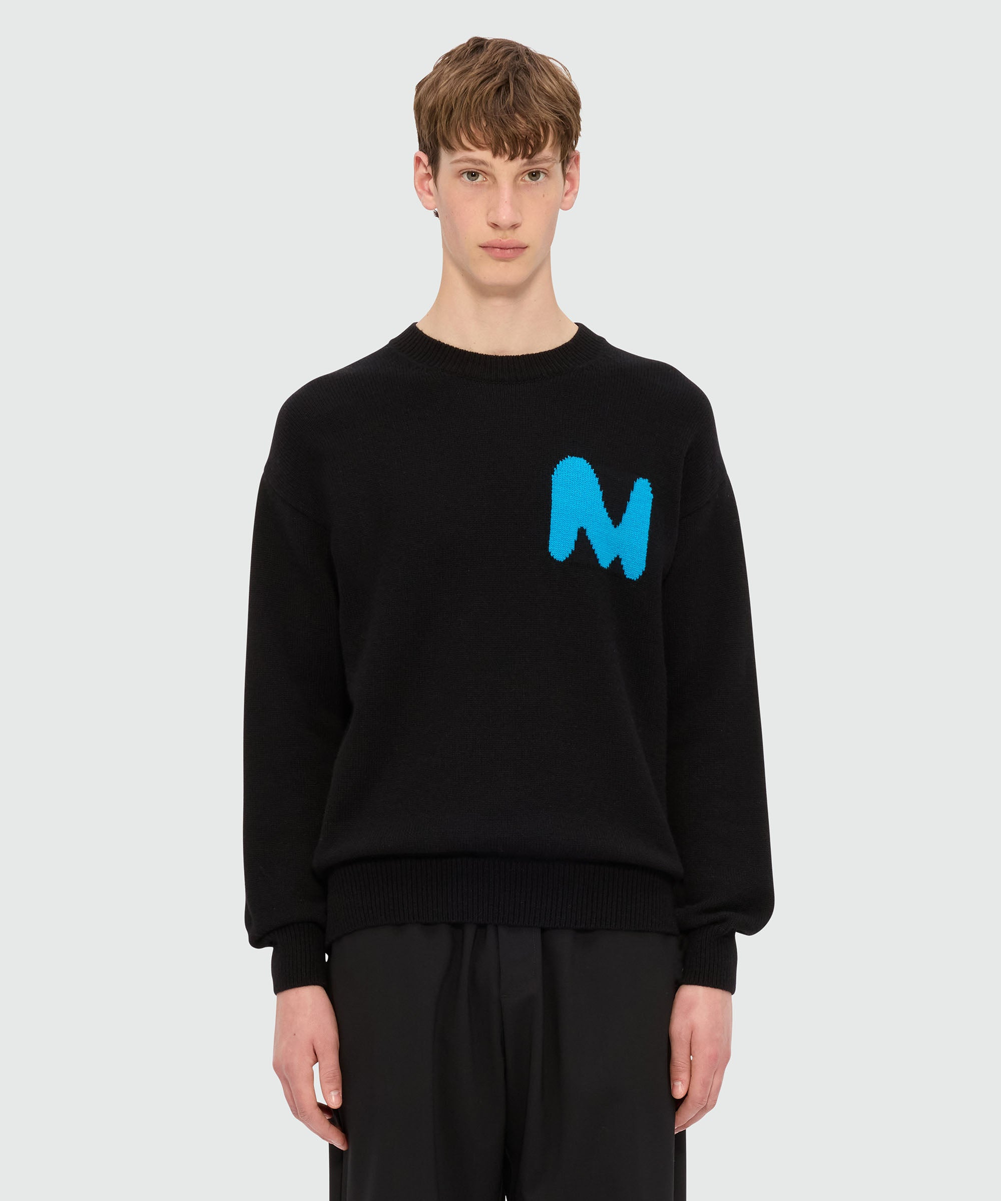 Black cashmere blend sweater with "TheMwave" patch - 2
