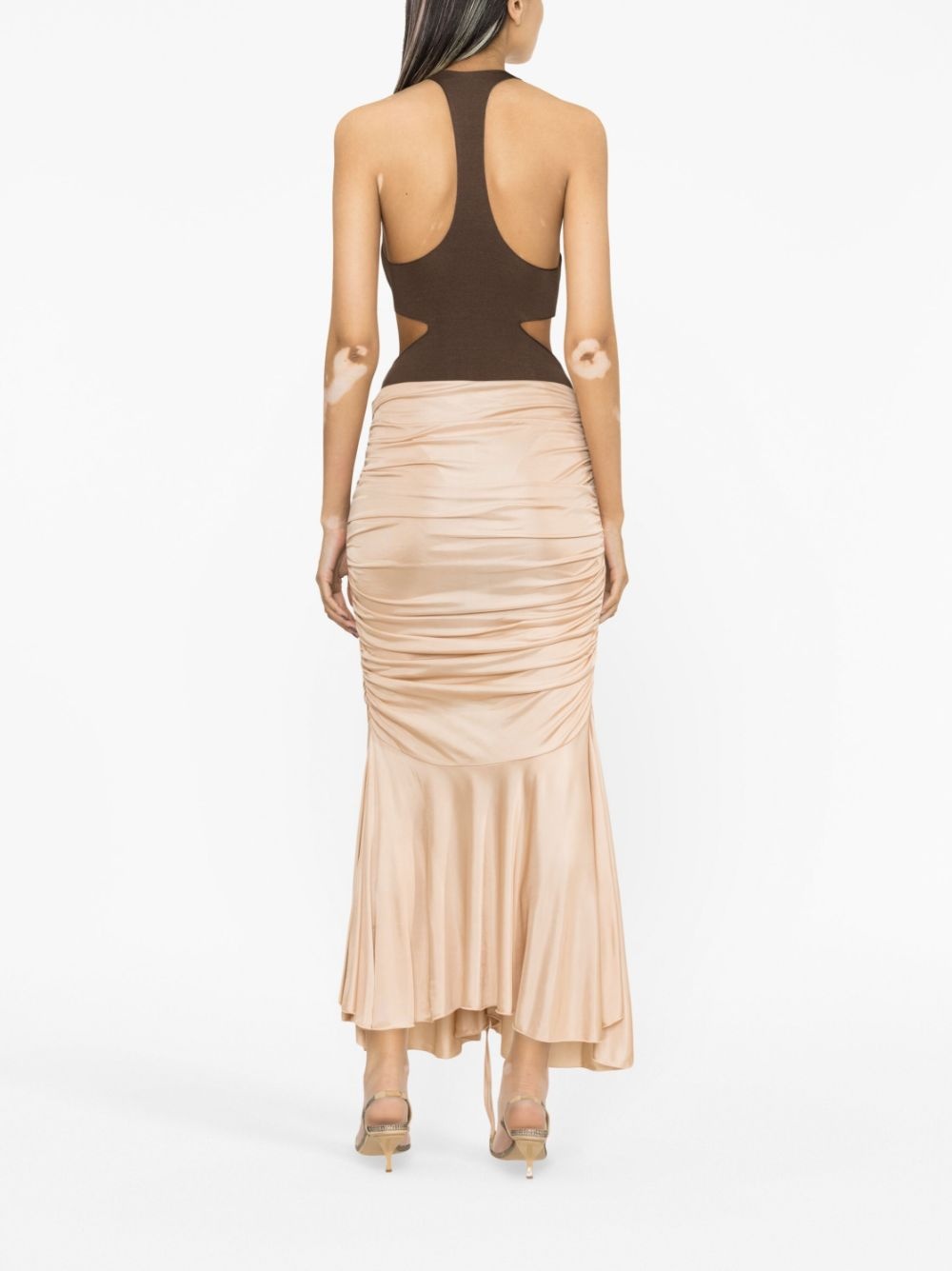gathered-detail asymmetric-hem skirt - 4