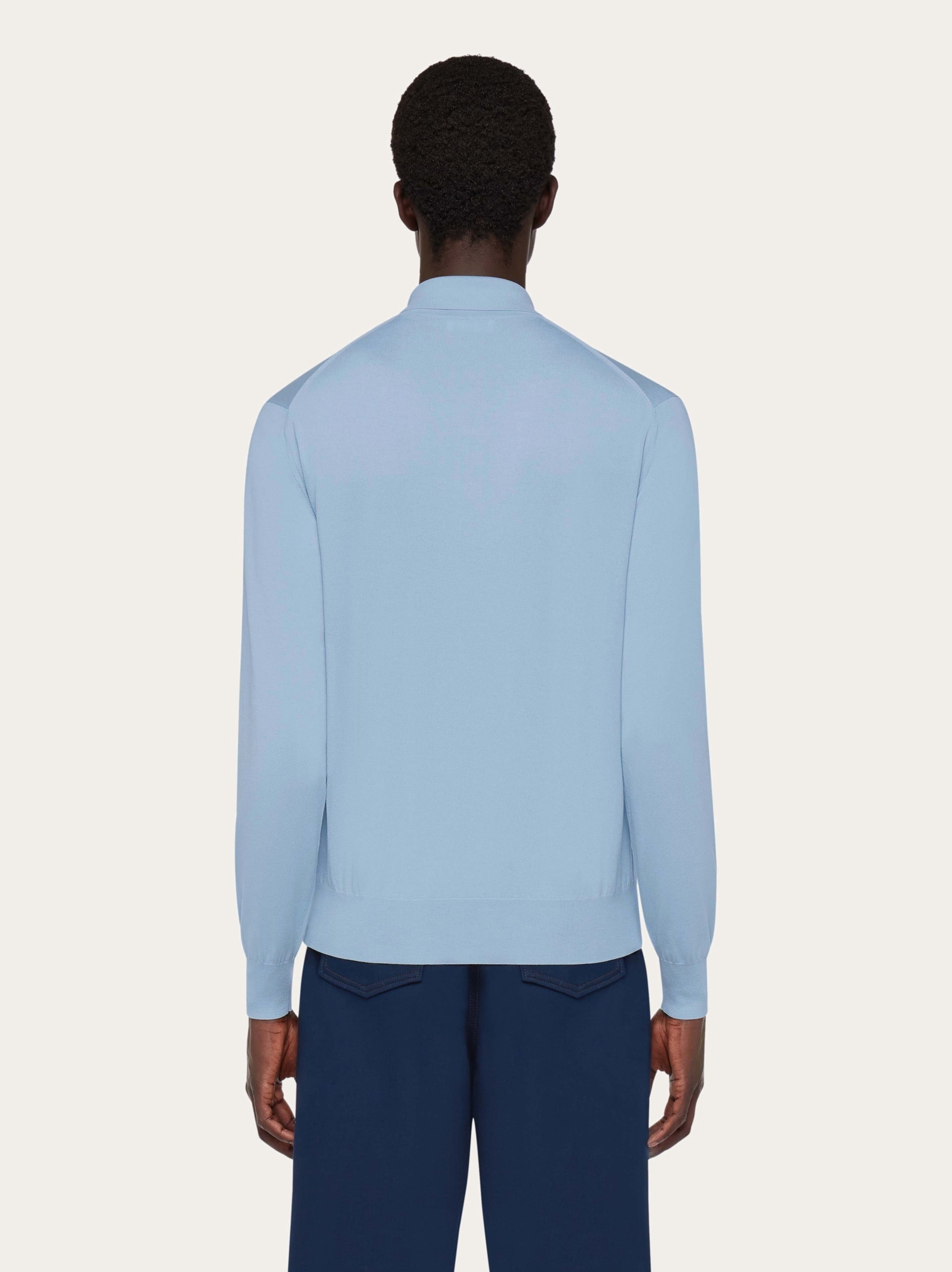 Long sleeved silk blend polo shirt - 3