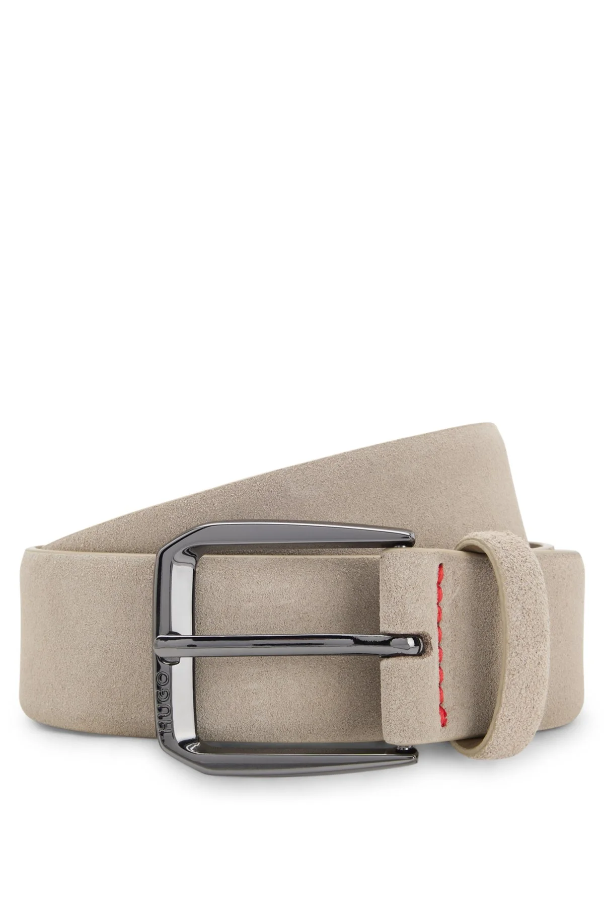 ITALIAN-SUEDE BELT WITH ANGULAR LOGO BUCKLE - 1
