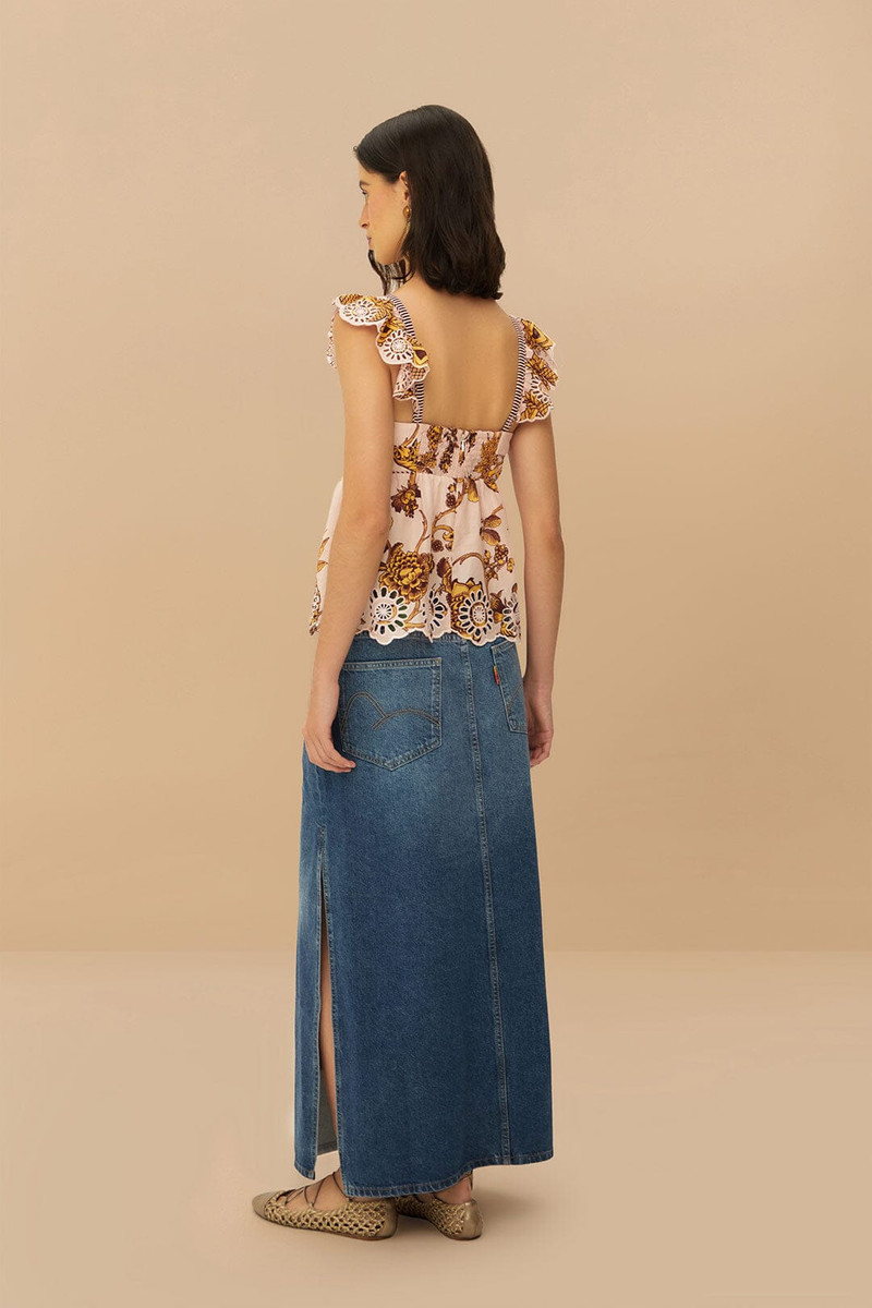 Denim Side Slit Maxi Skirt 4