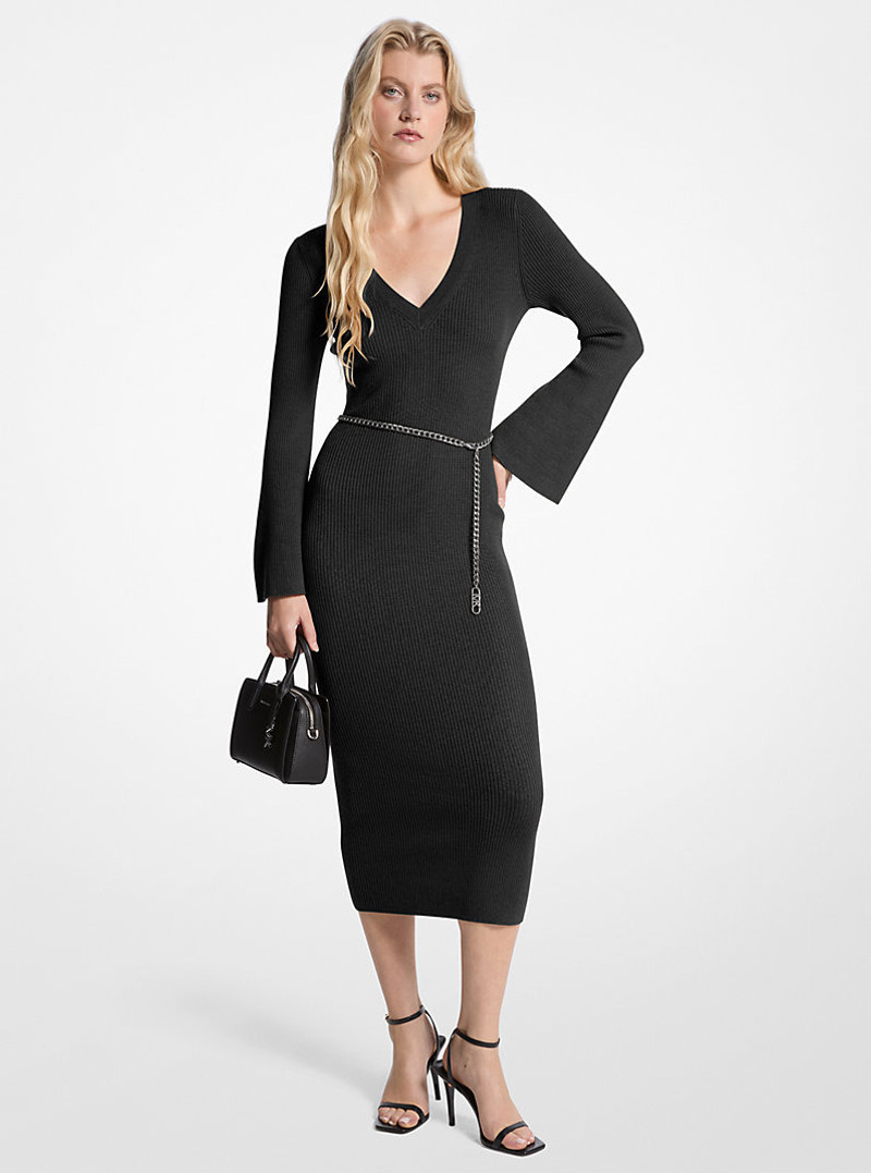 Wool Blend Belted Midi Dress 1