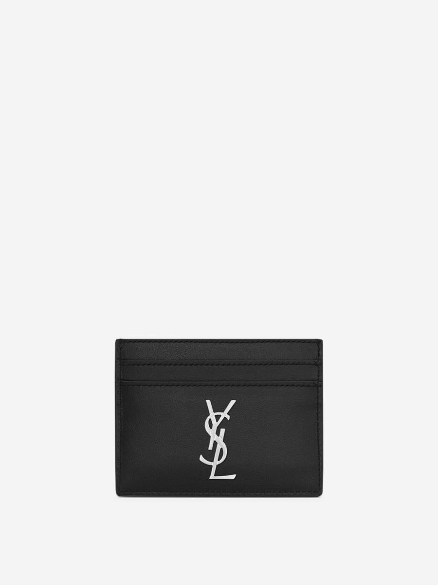 Saint Laurent Logo Leather Card Holder - 1