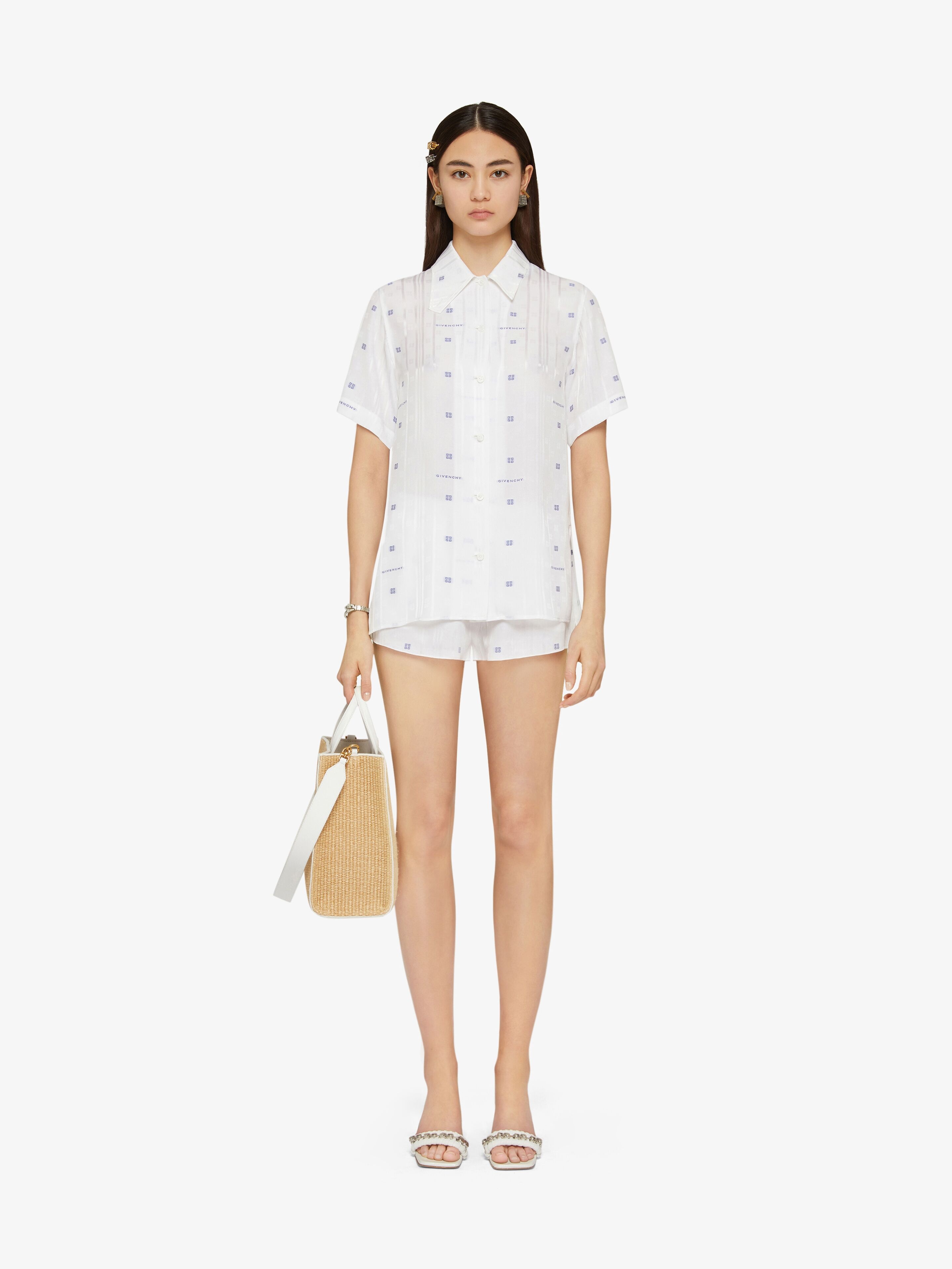 SHIRT IN GIVENCHY 4G JACQUARD WITH ASYMMETRICAL COLLAR - 2