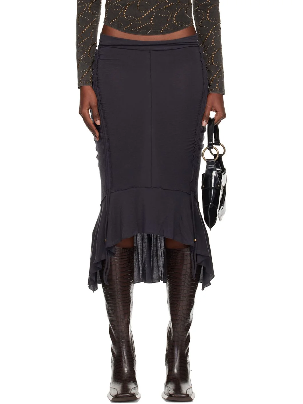 Gray MG-Petrol Midi Skirt - 1