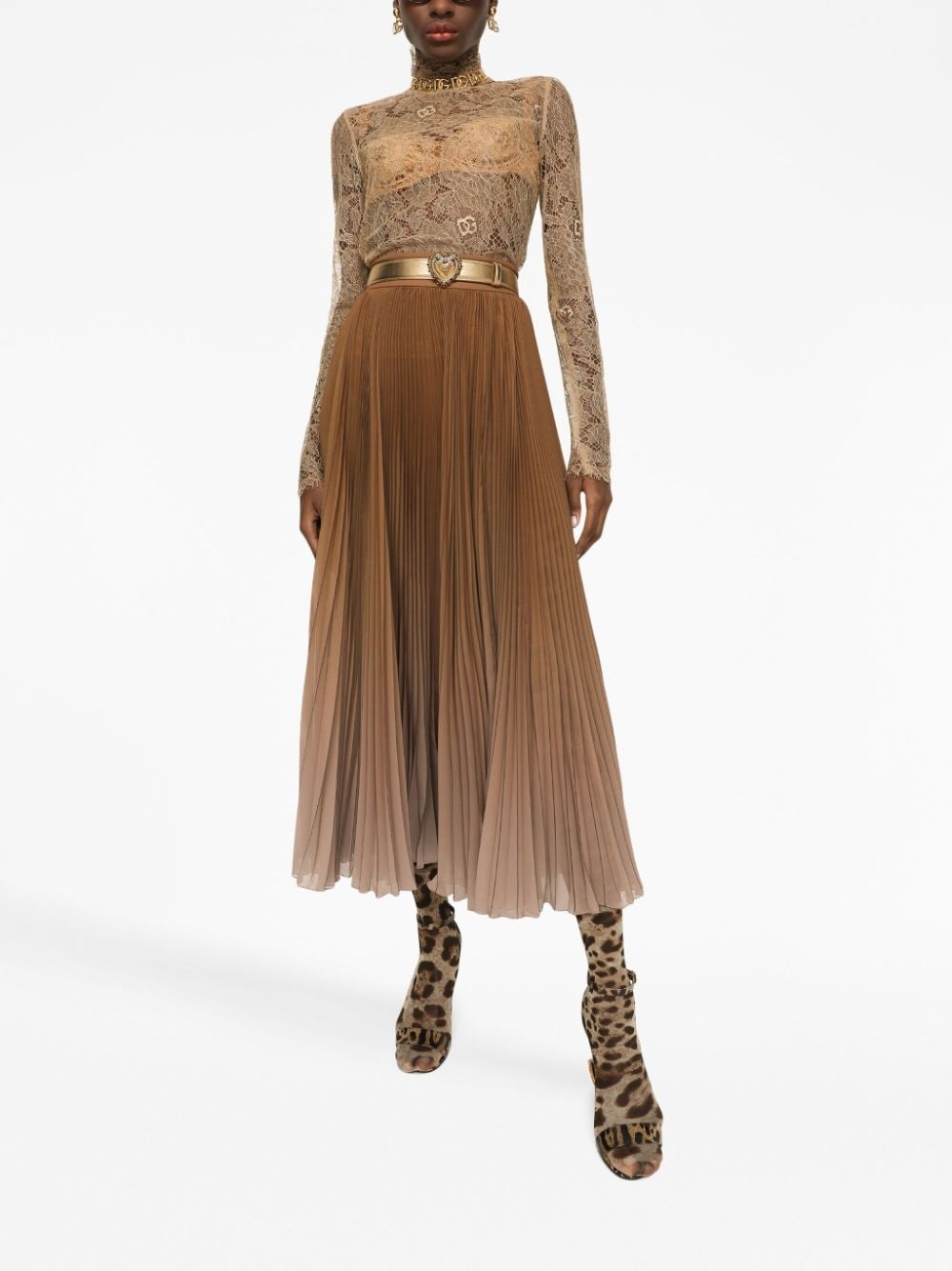 sheer-lace high-neck blouse - 3