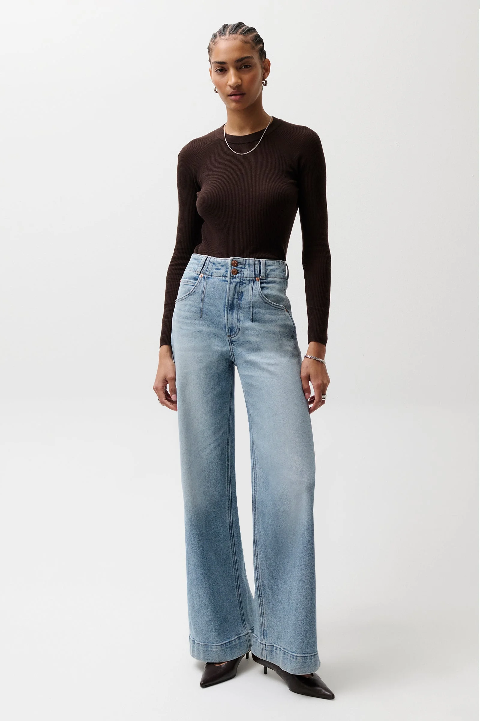 LANA HIGH RISE ULTRA WIDE LEG JEAN - TERRACE - 1