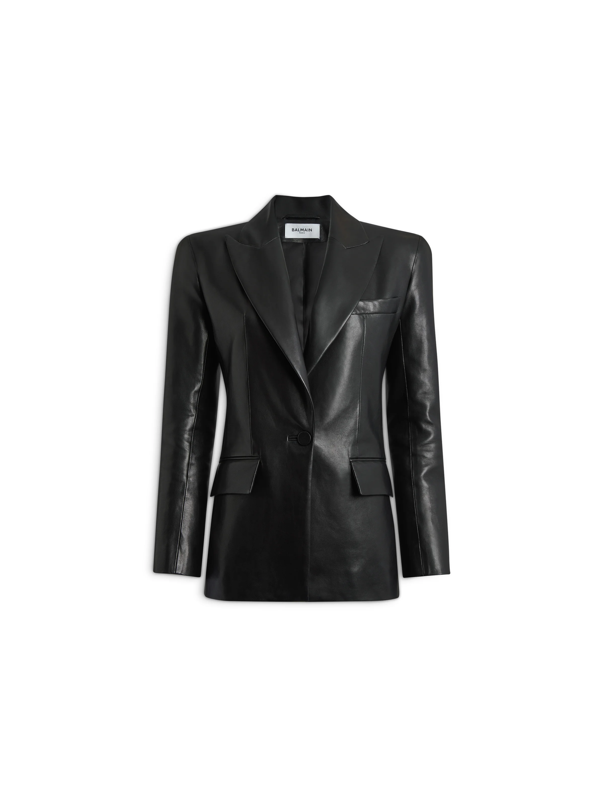 Structured-shoulder lambskin jacket - 1