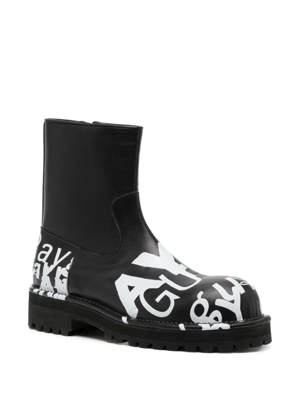 logo-print leather boots - 2