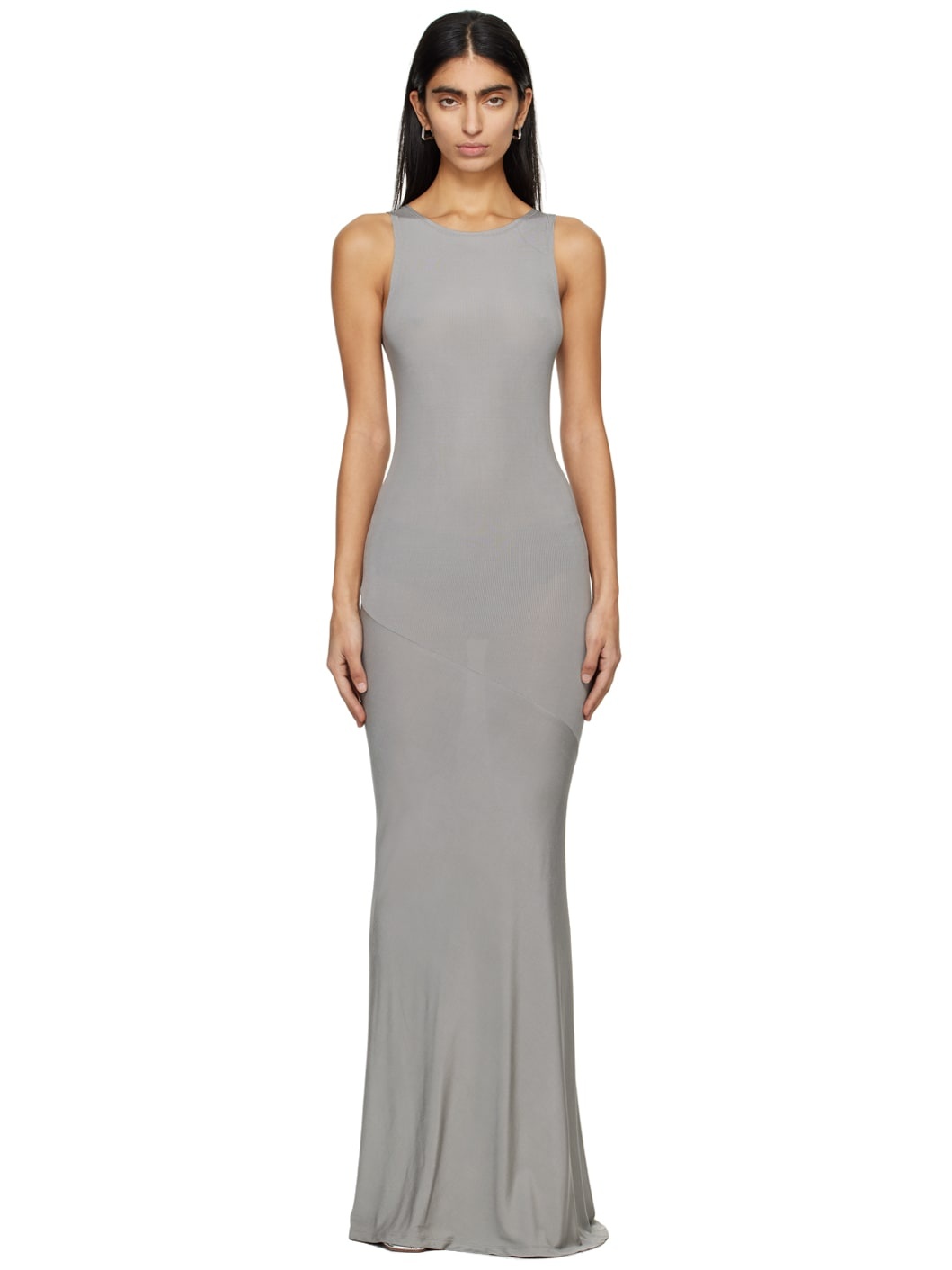 Gray Bias Maxi Dress - 1