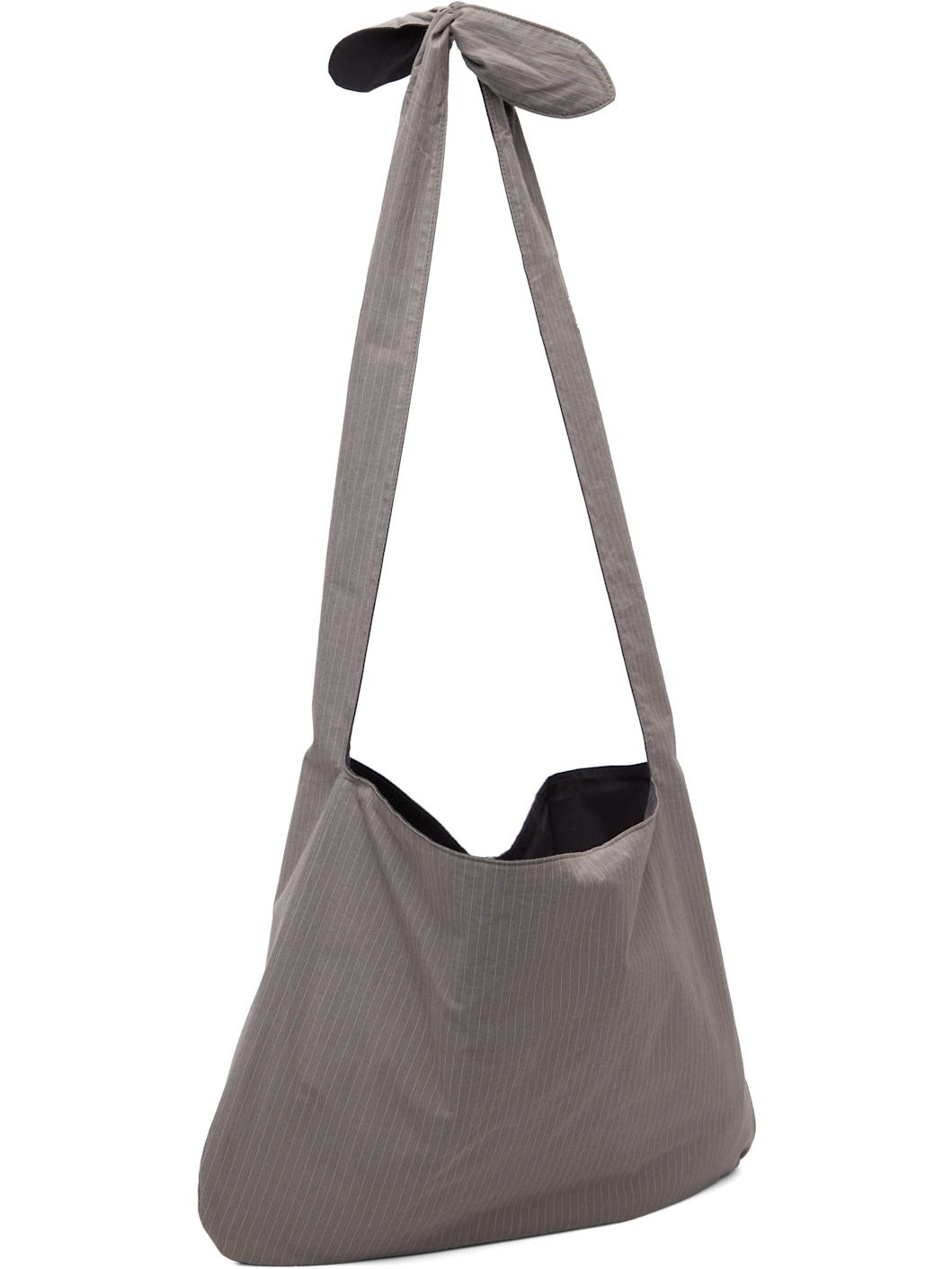 Gray Stripe Large Shoulder Bag - 2