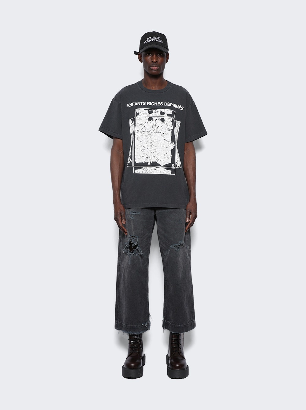 Italian Romance T-Shirt Faded Black and White - 2