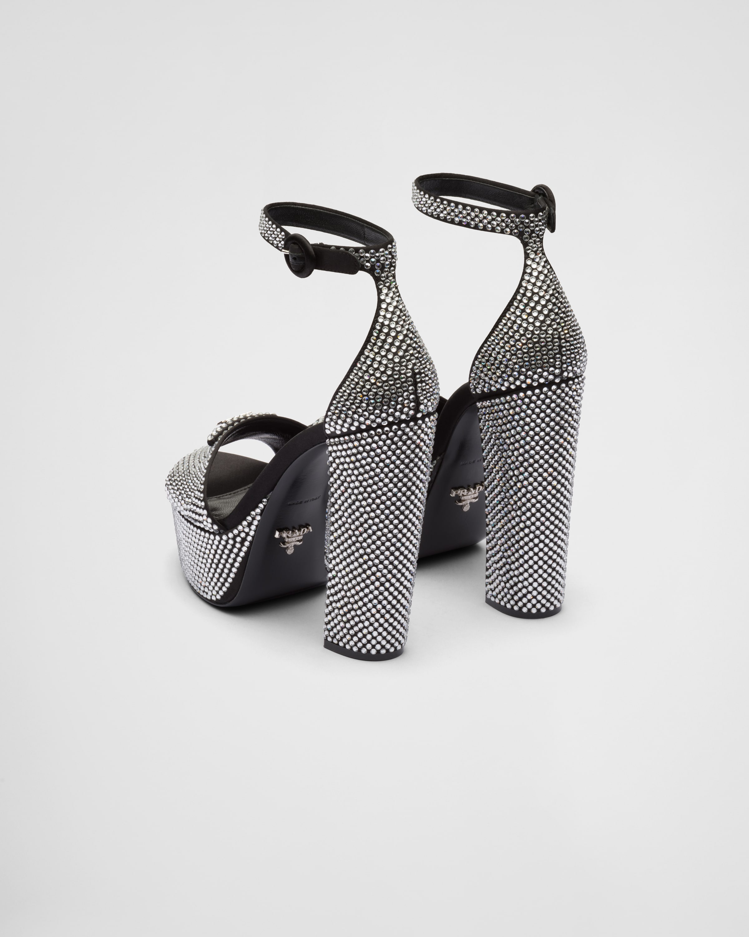 Satin platform sandals with crystals - 5