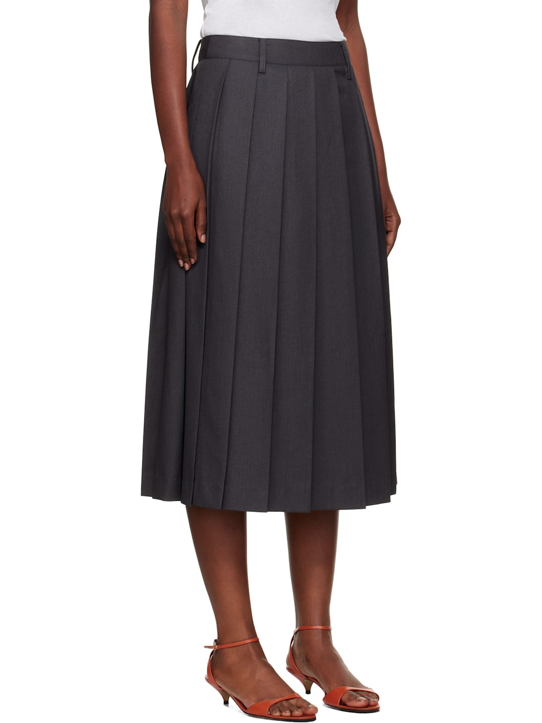Gray Pleats Midi Skirt - 2