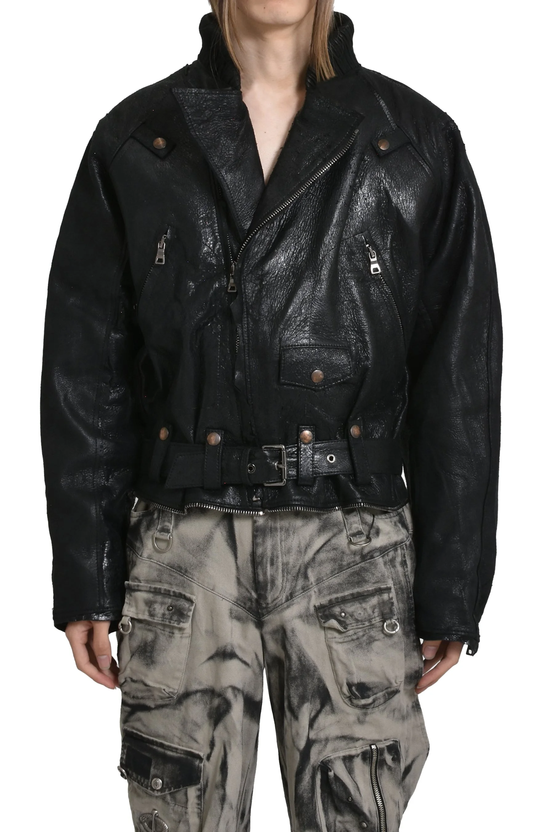 USED LEATHER BIKER / BLK - 1