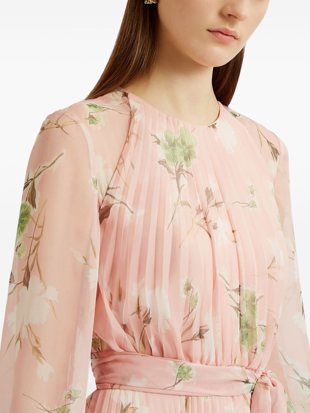 pleated floral maxi dress - 5