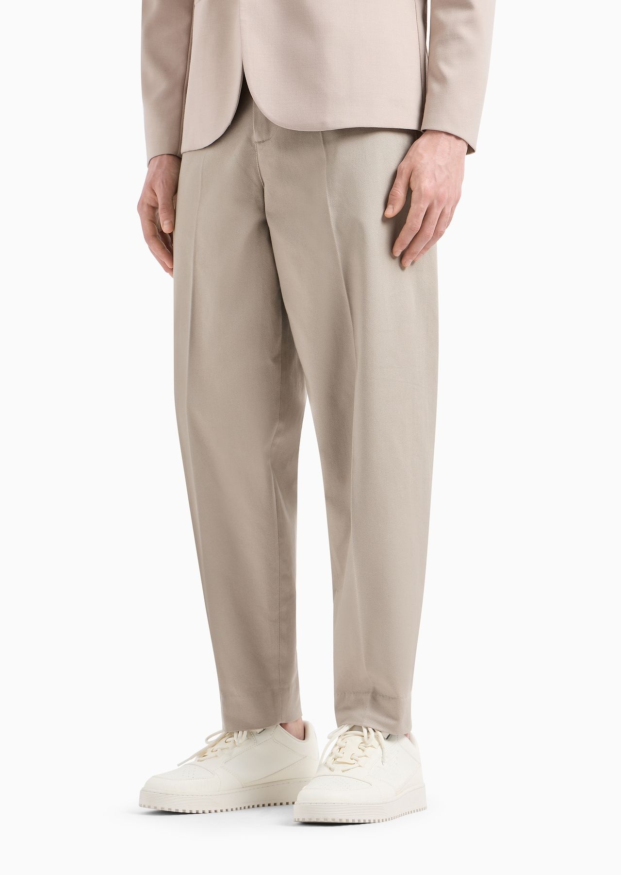 Cotton twill wide trousers with pleat - 2