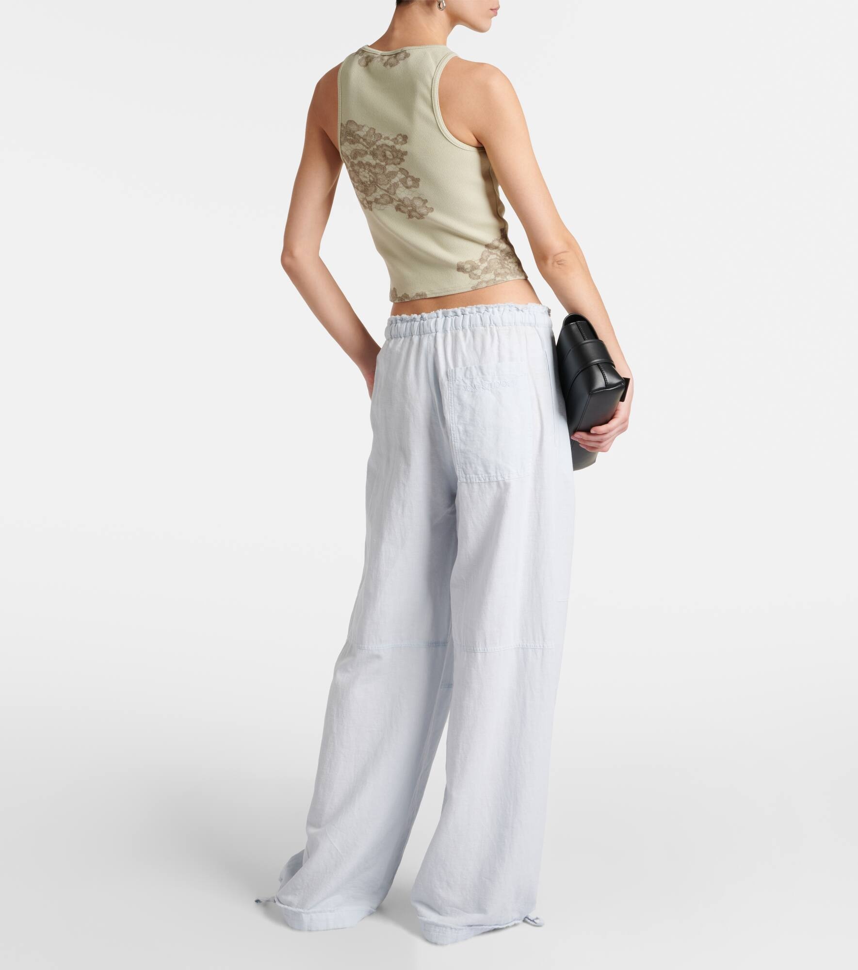 Mid-rise cotton and linen wide-leg pants - 3