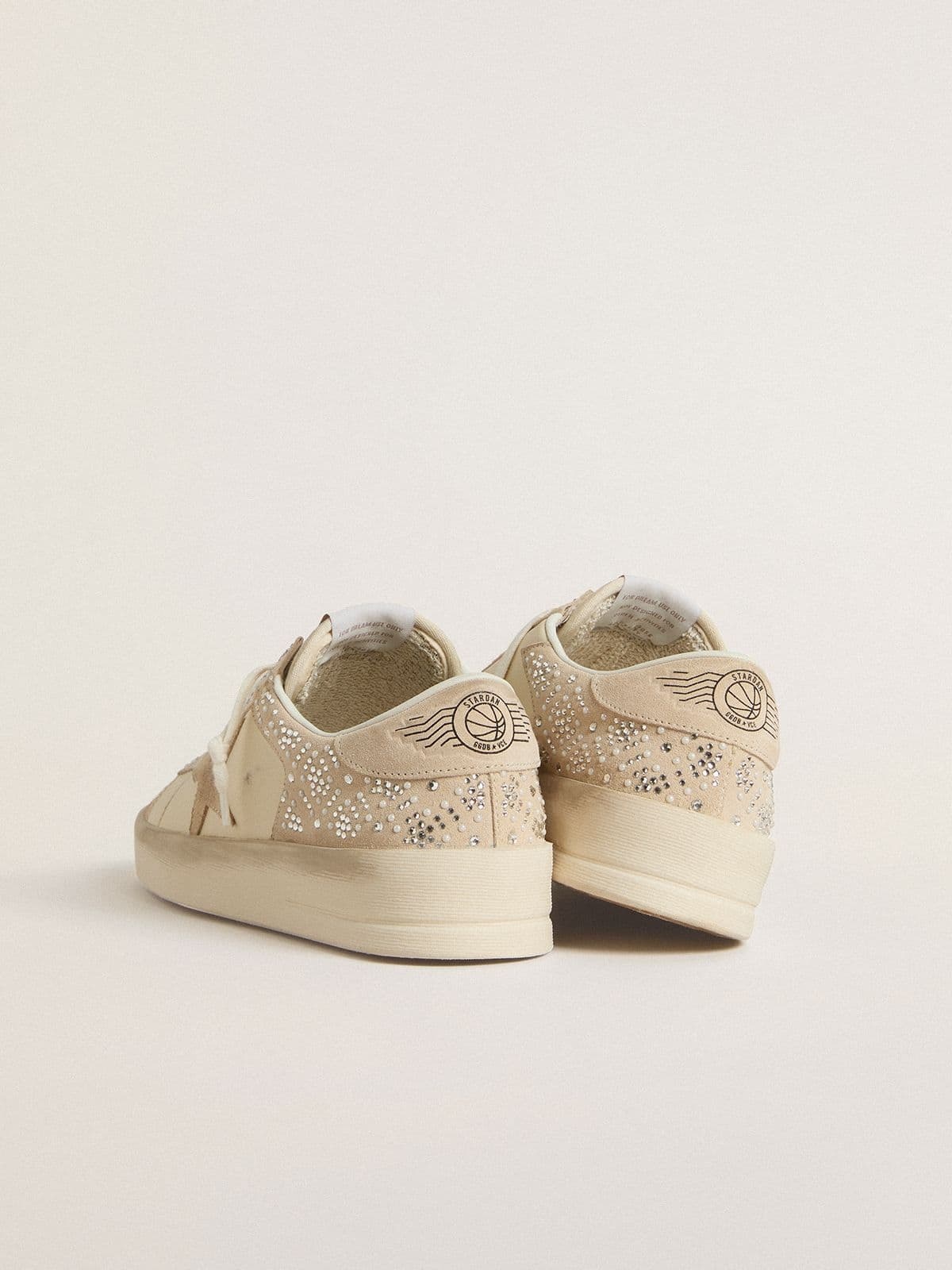 Stardan in cream-colored suede and leather with Swarovski and a suede star - 4