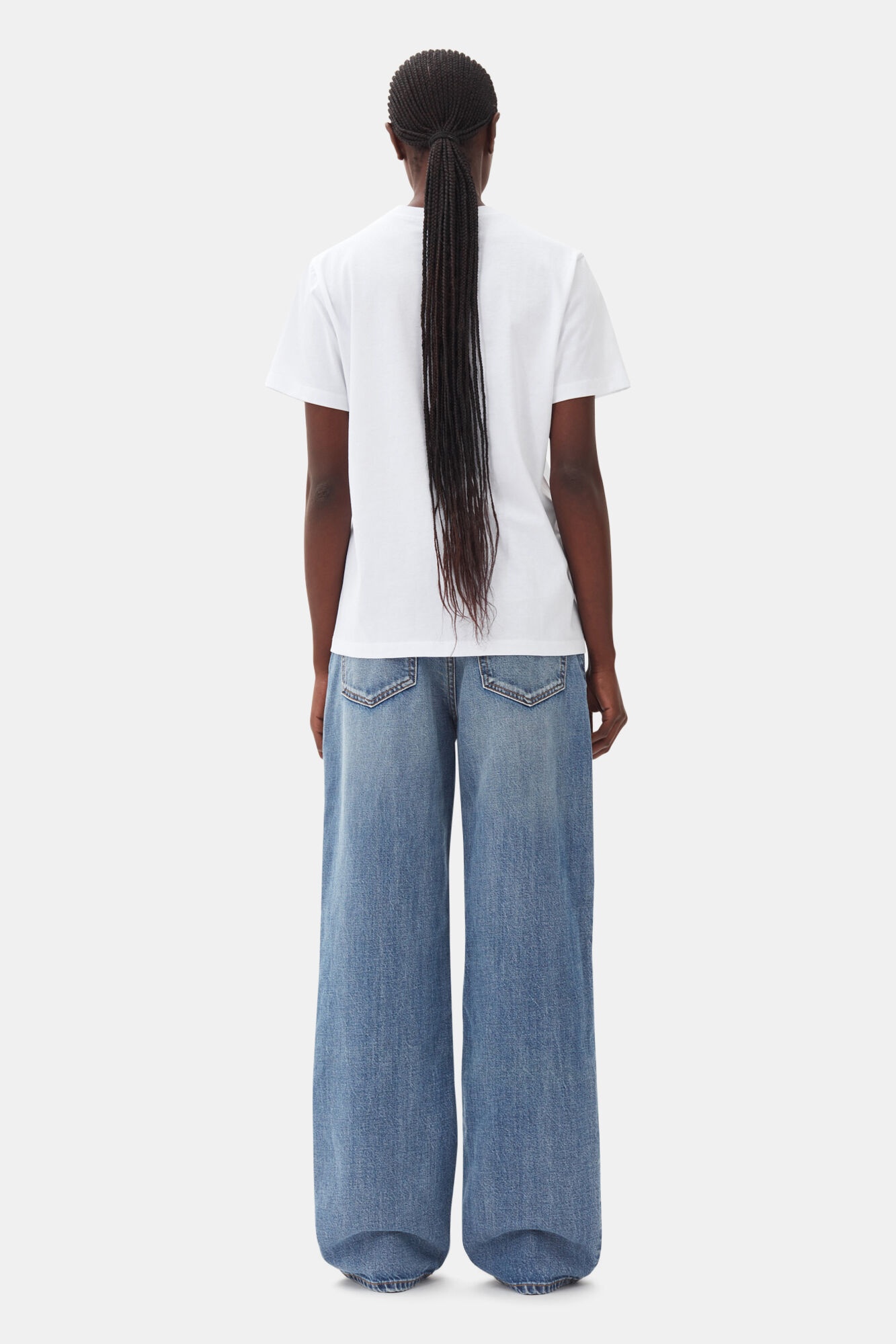 WHITE BASIC JERSEY CHERRY RELAXED T-SHIRT - 5